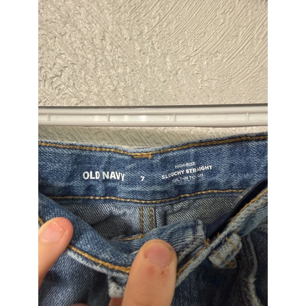 Old Navy Girls High Rise Slouchy Straight Built-In Tough Jeans Blue Size 7